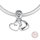 925 Silver Mother & Son Love Dangle Charm Bead for Bracelet