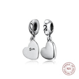 925 Silver Mother & Son Love Dangle Charm Bead for Bracelet