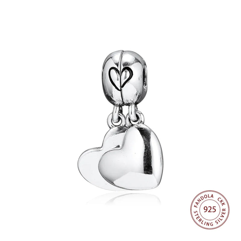 925 Silver Mother & Son Love Dangle Charm Bead for Bracelet