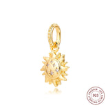 925 Sterling Silver Sun Pendant Charm for Bracelet Jewelry Making