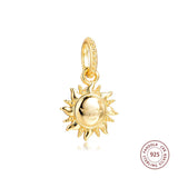 925 Sterling Silver Sun Pendant Charm for Bracelet Jewelry Making