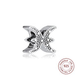 925 Silver Sparkling Pisces Zodiac Charm for Bracelet DIY Jewelry