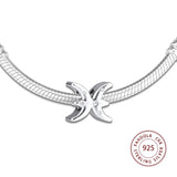 925 Silver Sparkling Pisces Zodiac Charm for Bracelet DIY Jewelry