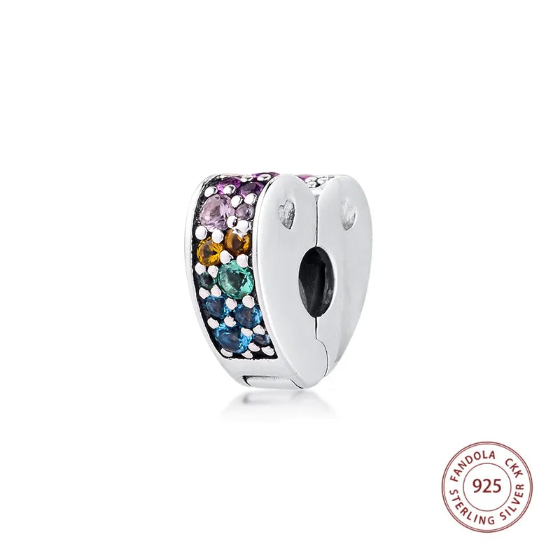 925 Silver Multi-Color Arcs Of Love Clip Beads