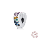 925 Silver Multi-Color Arcs Of Love Clip Beads
