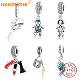 925 Silver Family Tree CZ Dangle Charm for Bracelet