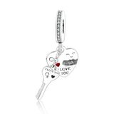 925 Silver Family Tree CZ Dangle Charm for Bracelet