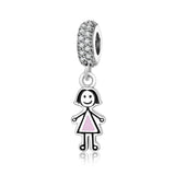 925 Silver Family Tree CZ Dangle Charm for Bracelet