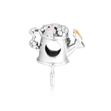 925 Silver Blooming Watering Can Charm Metal Beads for Women