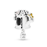 925 Silver Blooming Watering Can Charm Metal Beads for Women
