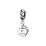 925 Sterling Silver Heart Dangle Charm Clear CZ Bead