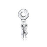 925 Sterling Silver Heart Dangle Charm Clear CZ Bead