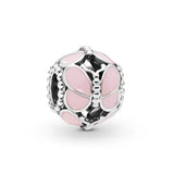 Europe Bracelet 925 Silver Pink Butterflies Charm Beads for DIY Jewelry