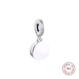 925 Silver Red Disc Dangle Charms Crystal Beads DIY Jewelry
