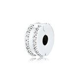 925 Silver Double Lined Pav? Clip Charm Bead for Bracelet Making