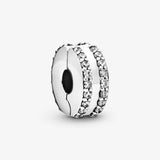 925 Silver Double Lined Pav? Clip Charm Bead for Bracelet Making