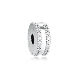 925 Silver Double Lined Pav? Clip Charm Bead for Bracelet Making