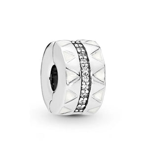 925 Sterling Silver Jagged Lines Clip Charm Beads