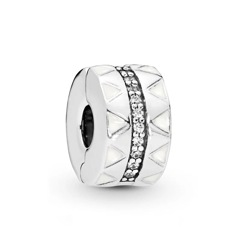 925 Sterling Silver Jagged Lines Clip Charm Beads