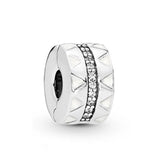 925 Sterling Silver Jagged Lines Clip Charm Beads