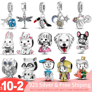 Silver Charms Beads Pendant Bracelet Necklace for Women