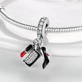 Silver Charms Beads Pendant Bracelet Necklace for Women