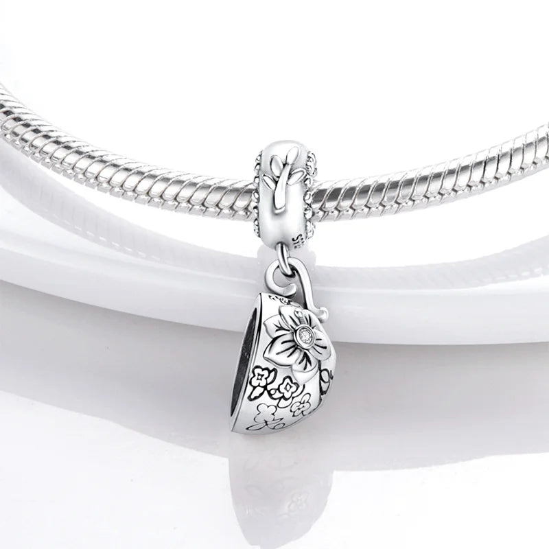 Silver Ancient Teacup Charm Bracelet DIY Jewelry
