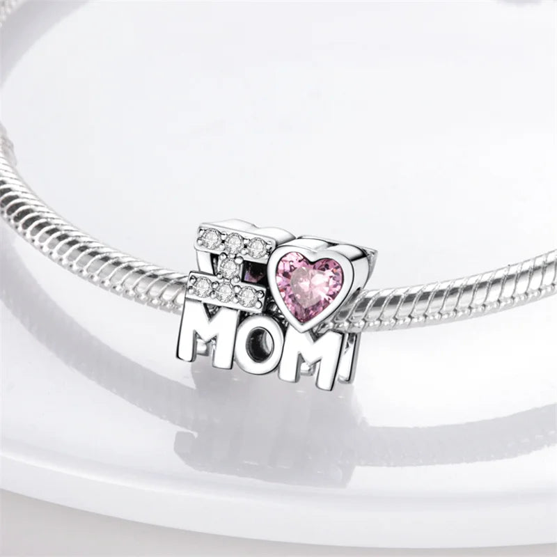 Silver Peach Heart Charms Beads for Original Bracelets