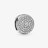 Sterling Silver Round Pave Clip Charm for Bracelet
