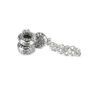 925 Silver Heart Family Tree Safety Chain Charms for Bracelet DIY