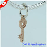 925 Silver Charm Bracelet Beads Key Charms Women DIY Jewelry