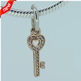 925 Silver Charm Bracelet Beads Key Charms Women DIY Jewelry