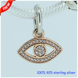925 Silver Charm Bracelet with Eye Rose Dangle Charms Beads