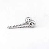 925 Silver Star Ball Safety Chain Charm for Women Bracelet