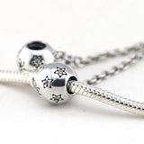 925 Silver Star Ball Safety Chain Charm for Women Bracelet