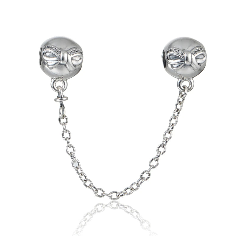 Bow & Zircon Silver Beads Bracelet DIY Jewelry