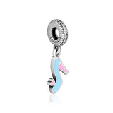 Stiletto Silver Dangle Charm Bead for Women's Bracelet