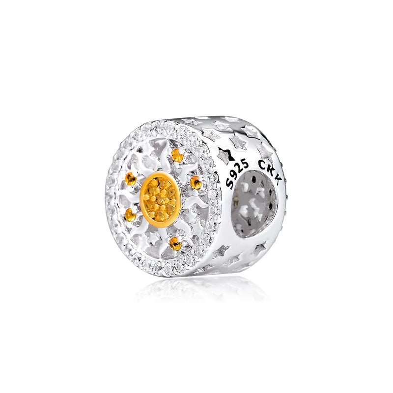 Sunshine Beads Golden Charms 925 Sterling Silver Jewelry