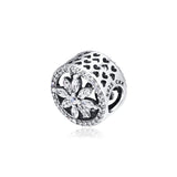 Snowflake Openwork Beads with Clear CZ 925 Sterling Silver Charms