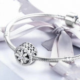 Snowflake Openwork Beads with Clear CZ 925 Sterling Silver Charms