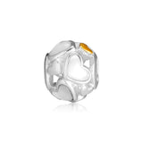 925 Silver Luminous Hearts Mother Of Pearl Beads