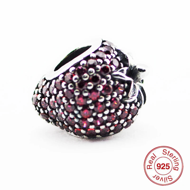 925 Silver Strawberry Bead for Charms Bracelets