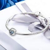 Bright Heart Clip Beads with Mutil CZ 925 Sterling-Silver
