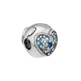 Bright Heart Clip Beads with Mutil CZ 925 Sterling-Silver