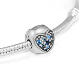 Bright Heart Clip Beads with Mutil CZ 925 Sterling-Silver