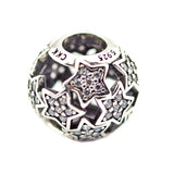 925 Sterling Silver Dazzling Star Beads with Clear CZ for Charms Bracelets
