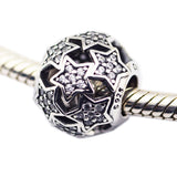 925 Sterling Silver Dazzling Star Beads with Clear CZ for Charms Bracelets