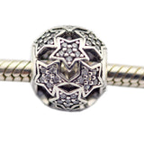 925 Sterling Silver Dazzling Star Beads with Clear CZ for Charms Bracelets
