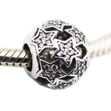 925 Sterling Silver Dazzling Star Beads with Clear CZ for Charms Bracelets