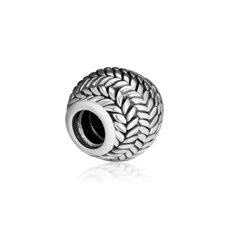 925 Sterling Silver Ear of Wheat Beads for Charms Bracelets